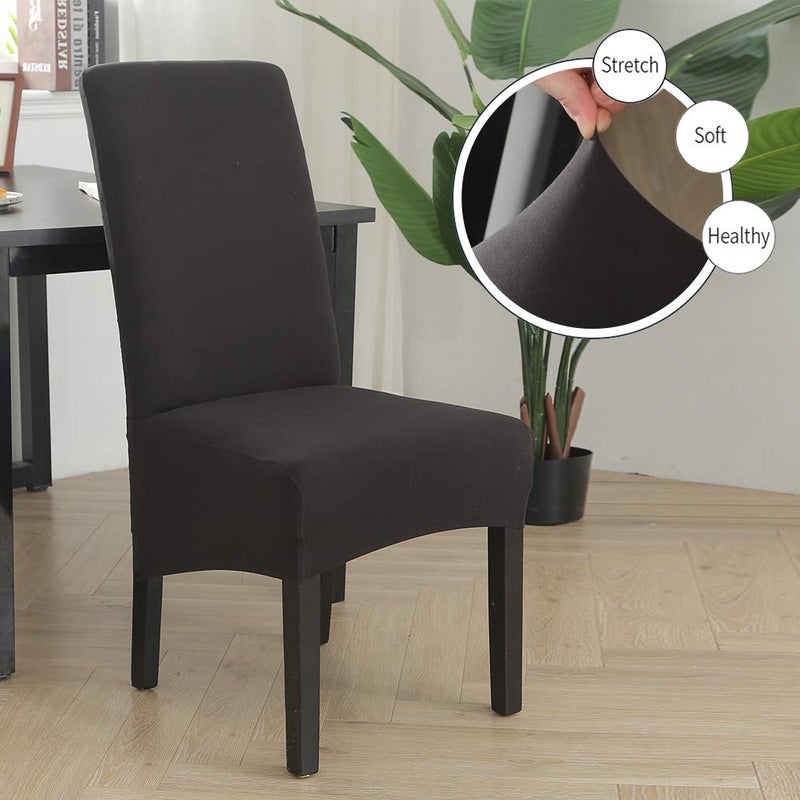 CCTFS Stretch Dining Chair Slipcovers, XL/Oversized Removable Washable Soft Spandex Extra Large Dining Room Chair Covers for Kitchen Hotel Table Banquet Solid Color (4 Per Set, Black) - Image 2
